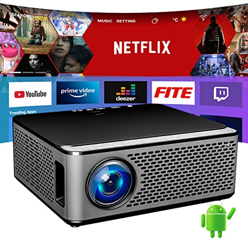 5G WiFi Bluetooth Projektor, Upgrade 20000L Full HD Native 1080P Outdoor Video Projektor, Unterstützung 4D Trapezkorrektur, 4K, Android-System an Bord, über 5000 APP können heruntergeladen Werden von Ysametp