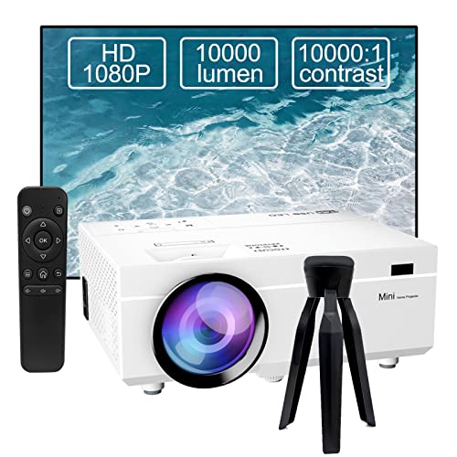 Mini Beamer, Full HD 1080P 10000 Lumen Beamer Unterstützung 4K Video, LED Heimkino Video Beamer 300 '' Display,LCD Beamer kompatibel mit Laptop, TV-Stick, HDMI, VGA, USB, VG, iPhone, Smartphone Weiß von Ysametp