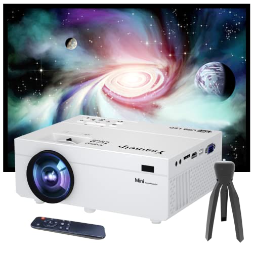 Mini-Projektor, tragbarer Projektor, Full HD, 1080p, 10.000 Lumen, Heimkino-Projektor, kompatibel mit Laptop, TV-Stick, HDMI, VGA, USB, AV, iPhone, Android-Smartphone (weiß) von Ysametp