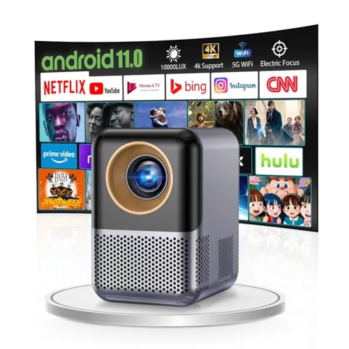 Videoprojektor Support 1080p [Electic Focus] Mini Portable Smart TV Projektor WiFi BT Built-in Netflix, Heimkino Projektor 350 ANSI Support 4K, 4D 4P Keystone, 50% Digital Zoom, YouTube von Ysametp