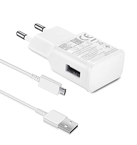 Ladegerät kompatibel mit Samsung Galaxy S7 S6 S5 S4 S3 S2 A2S A3 (A5 2017) A6S A7 A8 A9 A10 Tab A9 A6 J7 J6 J5 J3 tab 7 6 Tablet 4 Edge Schnellladegerät mit Micro USB 1,5 m Kabel ladekabel (Weiß) von Ysevnotan