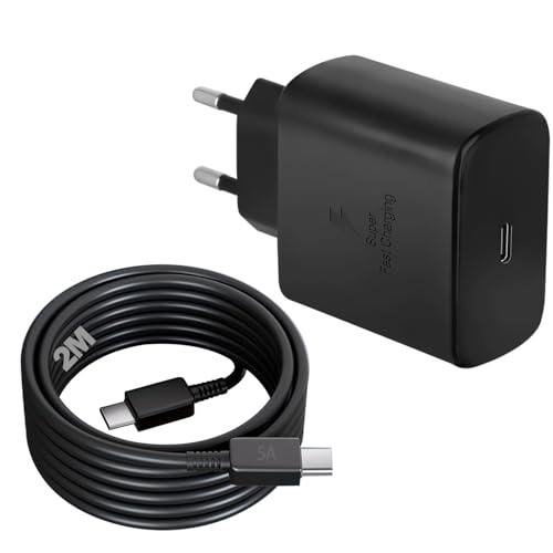 Schnellladegerät 45 w USB C Ladegerät kompatibe mit Samsung Galaxy S24 S23 S22+ S22 Ultra S21 Ultra S20 Ultra 5G Note10+ Galaxy Tab S8 S8+ S8 Ultra Tab S7 S7+ S7 FE mit Ladekabel Typ C 2m (schwarz) von Ysevnotan