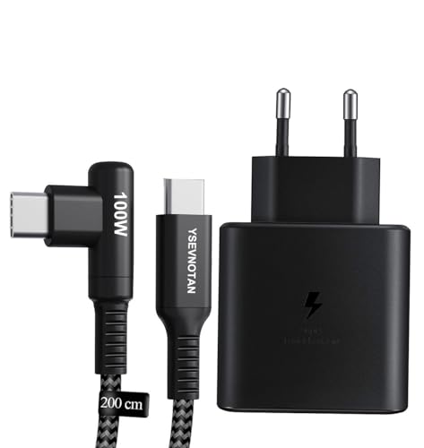 Schnellladegerät 45 w USB C Ladegerät mit 2m Nylon Ladekabel Typ C kompatibe mit Samsung Galaxy S20 Ultra, S21 Ultra, S22+, S22 Ultra 5G, Galaxy Tab S7, S7+, S8, S8+, (Mit Nylonfaden bei 90° Grad) von Ysevnotan