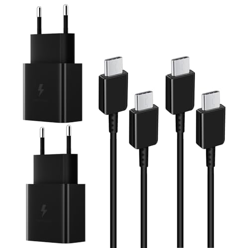 USB C Ladegerät 15W, Super Fast Charger mit 1,5M Kabel Schnellladekabel Typ C Handy Netzteil Adapter für Samsung Galaxy S22 S23 S21 Ultra/S10/Z Flip (2 Pack schwarz) von Ysevnotan