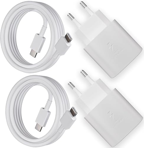 USB C Ladegerät 15W, Super Fast Charger mit 1,5M Kabel Schnellladekabel Typ C Handy Netzteil Adapter für Samsung Galaxy S22 S23 S21 Ultra/S10/Z Flip (2 Pack weiß) von Ysevnotan