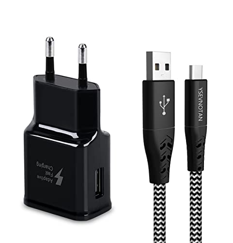 USB Ladegerät Stecker, Schnellladegerät Netzteil mit 2m USB C Kabel kompatibel mit Samsung Galaxy A52, A52S, A53, A33, S21, A13 A14 A20e A34 A51S20 FE,S10,S9,S8 Plus,M53 5G, und andere Smartphones von Ysevnotan