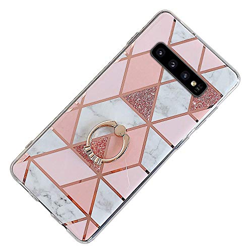 [Marmor] Ysimee Case kompatibel mit Samsung Galaxy S10 Hülle 360 Grad Ring Stand Silikon Cover Bumper [Ultra Dünn] stoßfest TPU Schutzhülle Anti-Scratch Handyhülle Weich Backcover, Marmor #1 von Ysimee