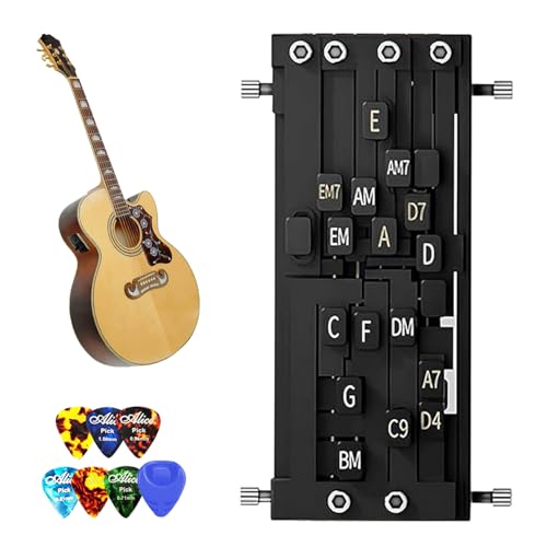 Gitarren Akkord Trainer, Gitarrentrainer Tool Gitarren Akkordwechsler Werkzeugset mit Gitarrenpickel für Gewöhnliche Folk-Gitarren von 38 Bis 42 Zoll Gitarren-Akkorddrücker für Gitarrenanfänger Gitarren Akkord Trainer, Gitarrentrainer Tool Gitarren Akkordwechsler Werkzeugset mit Gitarrenpickel für Gewöhnliche Folk-Gitarren von 38 Bis 42 Zoll Gitarren-Akkorddrücker für Gitarrenanfänger von Ysislybin