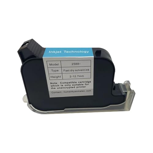 Ysislybin Handheld Tintenstrahldrucker Tintenpatrone, Schnell Trocken Tintenpatrone für 2588+ Tintenpatrone Solvent Schnell Trocknend 42 ml Tintenpatrone Ersatz, 12,7 Mm Schwarz Ysislybin Handheld Tintenstrahldrucker Tintenpatrone, Schnell Trocken Tintenpatrone für 2588+ Tintenpatrone Solvent Schnell Trocknend 42 ml Tintenpatrone Ersatz, 12,7 Mm Schwarz von Ysislybin
