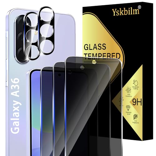 Sichtschutz Schutzfolie für Samsung Galaxy A36 Panzer Schutz Glas,2 Stück Sichtschutz und 2 Stück Kameraschutz,Anti-Spy Schutzglas,9H Härte Bläschenfrei Kratzfest Sichtschutz Schutzfolie für Samsung Galaxy A36 Panzer Schutz Glas,2 Stück Sichtschutz und 2 Stück Kameraschutz,Anti-Spy Schutzglas,9H Härte Bläschenfrei Kratzfest von Yskbilm
