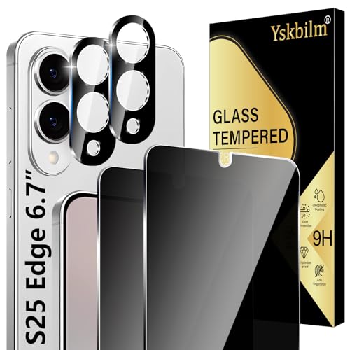 Yskbilm Displayschutzfolie für Samsung Galaxy S25 Edge + Kameralinsenschutz, Anti-Spionage-Funktion, 9H, bruchsicher, blasenfrei, hüllenfreundlich für Galaxy S25 Edge, 2 + 2 Stück Yskbilm Displayschutzfolie für Samsung Galaxy S25 Edge + Kameralinsenschutz, Anti-Spionage-Funktion, 9H, bruchsicher, blasenfrei, hüllenfreundlich für Galaxy S25 Edge, 2 + 2 Stück von Yskbilm