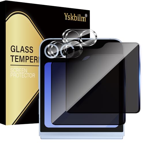 Yskbilm Front Sichtschutz für Samsung Galaxy Z Flip 6 / Z Flip6 5G für Panzerglas,2 Stück Front Anti-Spähen Gehärtetes Glas Schutzfolie und 2 Stück Kameraschutz,9H Härte, Anti- Kratzer, Bläschenfrei Yskbilm Front Sichtschutz für Samsung Galaxy Z Flip 6 / Z Flip6 5G für Panzerglas,2 Stück Front Anti-Spähen Gehärtetes Glas Schutzfolie und 2 Stück Kameraschutz,9H Härte, Anti- Kratzer, Bläschenfrei von Yskbilm