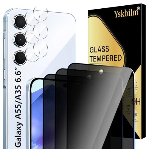 Yskbilm Sichtschutz Panzer Schutz Glas für Samsung Galaxy A55/A35, 3 Stück Sichtschutz und 2 Stück Kameraschutz,Anti-Spähen Gehärtetes Glas Schutzfolie,9H Härte, Anti- Kratzer, Bläschenfrei Yskbilm Sichtschutz Panzer Schutz Glas für Samsung Galaxy A55/A35, 3 Stück Sichtschutz und 2 Stück Kameraschutz,Anti-Spähen Gehärtetes Glas Schutzfolie,9H Härte, Anti- Kratzer, Bläschenfrei von Yskbilm