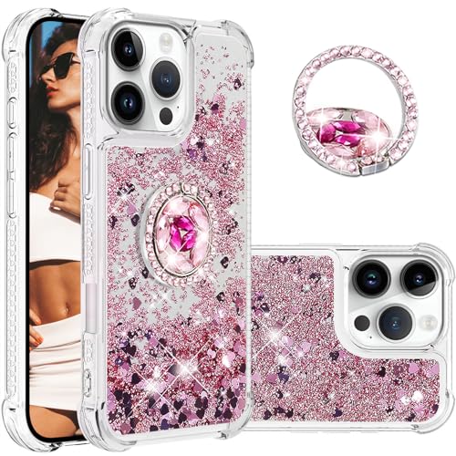 Ysnzaq Bling Liquid Hülle für iPhone 16 Pro 6.3", Glitzer Flüssig Quicksand Fließende Soft TPU Stoßfest Handyhülle mit 360 Grad Ring Ständer für iPhone 16 Pro/Apple 16 Pro. YBZ Rose Gold Ysnzaq Bling Liquid Hülle für iPhone 16 Pro 6.3", Glitzer Flüssig Quicksand Fließende Soft TPU Stoßfest Handyhülle mit 360 Grad Ring Ständer für iPhone 16 Pro/Apple 16 Pro. YBZ Rose Gold von Ysnzaq