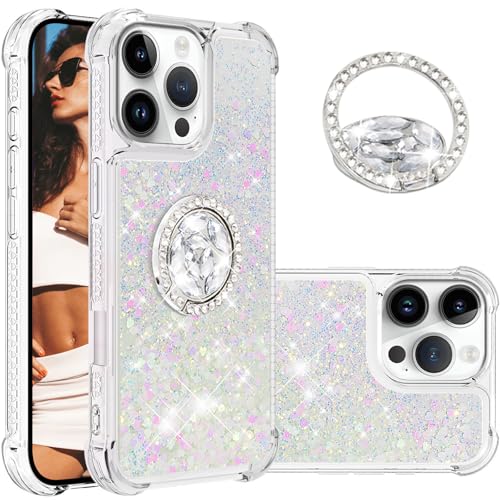 Ysnzaq Bling Liquid Hülle für iPhone 16 Pro 6.3", Glitzer Flüssig Quicksand Fließende Soft TPU Stoßfest Handyhülle mit 360 Grad Ring Ständer für iPhone 16 Pro/Apple 16 Pro. YBZ White Ysnzaq Bling Liquid Hülle für iPhone 16 Pro 6.3", Glitzer Flüssig Quicksand Fließende Soft TPU Stoßfest Handyhülle mit 360 Grad Ring Ständer für iPhone 16 Pro/Apple 16 Pro. YBZ White von Ysnzaq