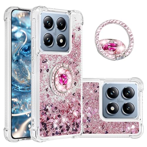 Ysnzaq Bling Liquid Hülle für Xiaomi 14T 6.67",Bling Glitzer Flüssig Quicksand Soft Silikon TPU Stoßfeste Handyhülle mit 360-Grad Ringständer für Xiaomi 14T Pro/Xiaomi 14T.YBZ Rose Gold Ysnzaq Bling Liquid Hülle für Xiaomi 14T 6.67",Bling Glitzer Flüssig Quicksand Soft Silikon TPU Stoßfeste Handyhülle mit 360-Grad Ringständer für Xiaomi 14T Pro/Xiaomi 14T.YBZ Rose Gold von Ysnzaq