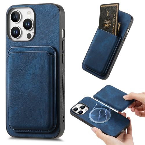 Ysnzaq Brieftasche Hülle für iPhone 16 Pro Max mit Kartenhalter, Vintage PU Leder Magnetische Stoßfeste Kratzfeste Schutzhülle für iPhone 16 Pro Max/Apple 16 Pro Max. CK Blue von Ysnzaq