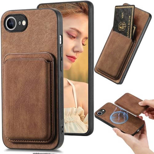 Ysnzaq Brieftasche Hülle für Apple iPhone 16e, Vintage PU Leder mit Abnehmbares Kartenetui Magnetische Stoßfeste Handytasche Schutzhülle für Apple iPhone 16E 2025. CK Brown von Ysnzaq