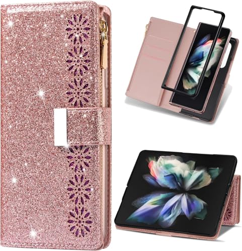 Ysnzaq Brieftasche Hülle für Samsung Galaxy Z Fold 6 7.6", Bling Glitzer Stoßfest Premium PU Leder mit Kartenfach Handyhülle für Samsung Galaxy Z Fold6.SF Rose Ysnzaq Brieftasche Hülle für Samsung Galaxy Z Fold 6 7.6", Bling Glitzer Stoßfest Premium PU Leder mit Kartenfach Handyhülle für Samsung Galaxy Z Fold6.SF Rose von Ysnzaq