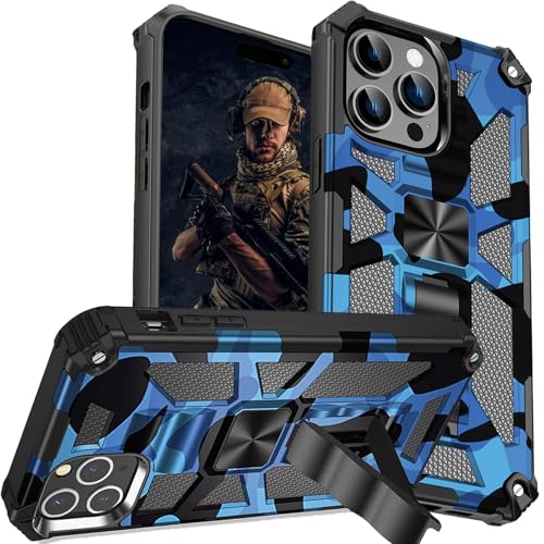 Ysnzaq Camouflage Hülle für iPhone 16 Pro Max, [Military Grade Schutz] Armor Outdoor Stoßfest Handyhülle Halter Kratzfest Camo Schutzhülle für Apple iPhone 16 Pro Max-YH Blue von Ysnzaq