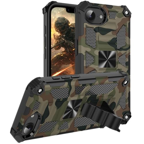Ysnzaq Camouflage Hülle für iPhone 16E 2025, [Military Grade Schutz] Armor Outdoor Stoßfest Handyhülle mit Halter Kratzfest Schutzhülle für Apple iPhone 16E-YH Army Green von Ysnzaq