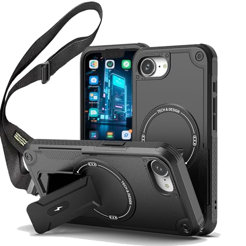 Ysnzaq Crossbody-Schutzhülle für iPhone 16e, mit verstellbarem Umhängeband, Militärqualität, strapazierfähig, stoßfest, mit Ständer, für iPhone 16e, DJ, Schwarz Ysnzaq Crossbody-Schutzhülle für iPhone 16e, mit verstellbarem Umhängeband, Militärqualität, strapazierfähig, stoßfest, mit Ständer, für iPhone 16e, DJ, Schwarz von Ysnzaq