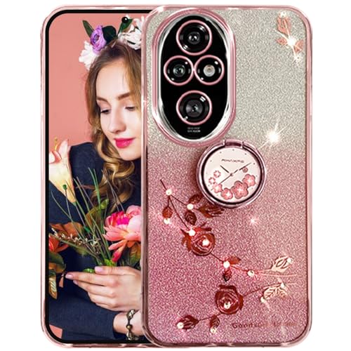 Ysnzaq Glitzer Blumen Hülle für Honor 200 5G 6.7" mit Ring Halter, Bling Sparkle Silikon Weich TPU Stoßfest Bumper Handyhülle für Honor 200 5G YSH Pink Ysnzaq Glitzer Blumen Hülle für Honor 200 5G 6.7" mit Ring Halter, Bling Sparkle Silikon Weich TPU Stoßfest Bumper Handyhülle für Honor 200 5G YSH Pink von Ysnzaq