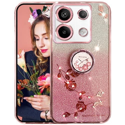 Ysnzaq Blume Design Hülle für Xiaomi Redmi Note 13 Pro 5G /Poco X6 mit Ring Halter, Bling Sparkle Glitter Transparent Silikon TPU Stoßfest Bumper Handyhülle für Redmi Note 13 Pro 5G YSH Pink Ysnzaq Blume Design Hülle für Xiaomi Redmi Note 13 Pro 5G /Poco X6 mit Ring Halter, Bling Sparkle Glitter Transparent Silikon TPU Stoßfest Bumper Handyhülle für Redmi Note 13 Pro 5G YSH Pink von Ysnzaq