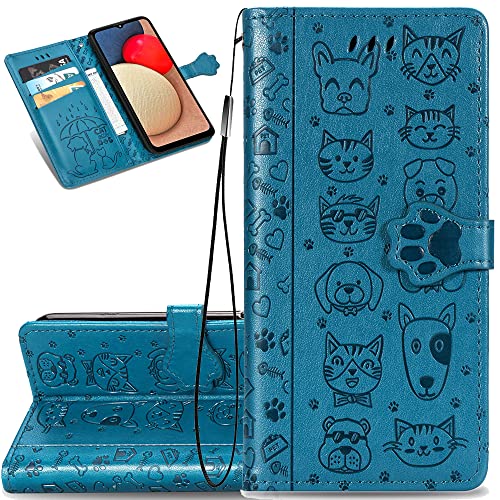 Ysnzaq Handyhülle für Oppo Realme 7 5G Leder Hülle, Premium Schutzhülle Cute Cat Dog Muster Case Klapphüllen Magnetverschluss Cover für Oppo Realme 7 5G. Cat Dog Blue CD von Ysnzaq