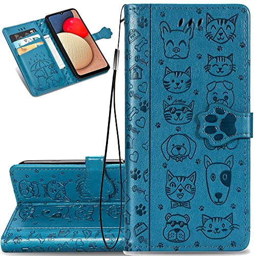 Ysnzaq Handyhülle für Samsung Galaxy A71 4G Leder Hülle, Premium Schutzhülle Cute Cat Dog Muster Wallet Case Klapphüllen Magnetverschluss Cover für Samsung Galaxy A71 4G. Cat Dog Blue CD. von Ysnzaq