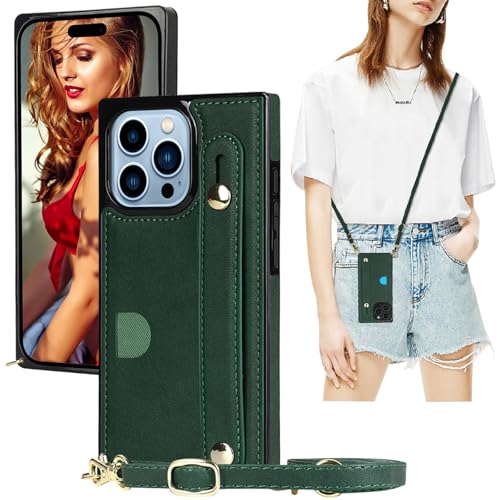 Ysnzaq Handykette Hülle für iPhone 16 Pro Max mit Band, PU Leder Brieftasche Frauen Mädchen Stoßfeste Schutzhülle mit Kartenfächer Hülle für iPhone 16 Pro Max/Apple 16 Pro Max. ZY Green Ysnzaq Handykette Hülle für iPhone 16 Pro Max mit Band, PU Leder Brieftasche Frauen Mädchen Stoßfeste Schutzhülle mit Kartenfächer Hülle für iPhone 16 Pro Max/Apple 16 Pro Max. ZY Green von Ysnzaq