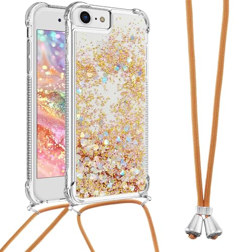 Ysnzaq Handykette Hülle für Apple iPhone 16e, Quicksand Bling Glitzer Flüssig Silikonhülle mit Band Verstellbarer Halskette TPU Handyhülle für Apple iPhone 16e. YGL Golden Ysnzaq Handykette Hülle für Apple iPhone 16e, Quicksand Bling Glitzer Flüssig Silikonhülle mit Band Verstellbarer Halskette TPU Handyhülle für Apple iPhone 16e. YGL Golden von Ysnzaq