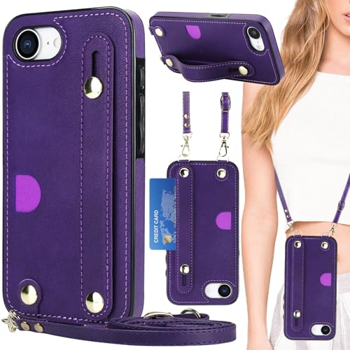 Ysnzaq Handykette Umhängen Hülle für iPhone 16E 2025 mit Band, PU Leder Brieftasche Stoßfeste Schutzhülle mit Kartenfächern für Mädchen Handyhülle für Apple iPhone 16E 6,1"-ZY Purple Ysnzaq Handykette Umhängen Hülle für iPhone 16E 2025 mit Band, PU Leder Brieftasche Stoßfeste Schutzhülle mit Kartenfächern für Mädchen Handyhülle für Apple iPhone 16E 6,1"-ZY Purple von Ysnzaq