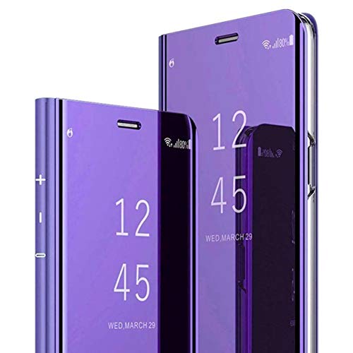 Ysnzaq Hülle für Apple iPhone 15 Pro 6.1", Bookstyle Clear View Standing Business Case 360 Grad Spiegel Flip Folio Hülle mit Standfunktion Handyhülle für Apple iPhone 15 Pro.Mirror Purple Ysnzaq Hülle für Apple iPhone 15 Pro 6.1", Bookstyle Clear View Standing Business Case 360 Grad Spiegel Flip Folio Hülle mit Standfunktion Handyhülle für Apple iPhone 15 Pro.Mirror Purple von Ysnzaq