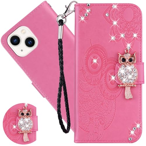 Ysnzaq Hülle für Apple iPhone 15 Pro 6.1", Owl Embossed Bling Glitzer PU Leder Brieftasche Klapphülle mit Standfuntion Stoßfeste Handyhülle für Apple iPhone 15 Pro.YK Pink Ysnzaq Hülle für Apple iPhone 15 Pro 6.1", Owl Embossed Bling Glitzer PU Leder Brieftasche Klapphülle mit Standfuntion Stoßfeste Handyhülle für Apple iPhone 15 Pro.YK Pink von Ysnzaq