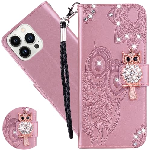 Ysnzaq Hülle für Apple iPhone 15 Pro Max 6.7", Owl Embossed Bling Glitzer PU Leder Brieftasche Klapphülle mit Standfuntion Stoßfeste Handyhülle für Apple iPhone 15 Pro Max.YK Rose Gold Ysnzaq Hülle für Apple iPhone 15 Pro Max 6.7", Owl Embossed Bling Glitzer PU Leder Brieftasche Klapphülle mit Standfuntion Stoßfeste Handyhülle für Apple iPhone 15 Pro Max.YK Rose Gold von Ysnzaq