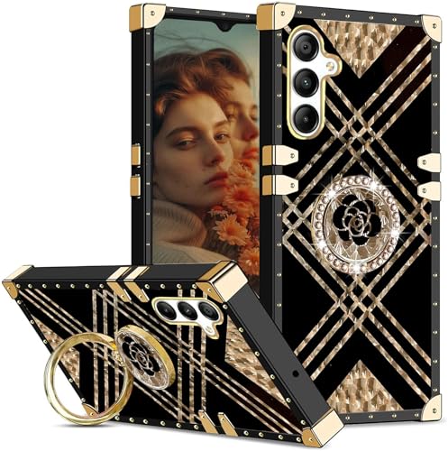 Ysnzaq Hülle für Samsung Galaxy A16 5G, Weiche TPU Luxus Elegant Metal Decoration Mädchen Frauen mit Ständer Stoßfest Handyhülle für Samsung Galaxy A16 5G.BF Black Ysnzaq Hülle für Samsung Galaxy A16 5G, Weiche TPU Luxus Elegant Metal Decoration Mädchen Frauen mit Ständer Stoßfest Handyhülle für Samsung Galaxy A16 5G.BF Black von Ysnzaq
