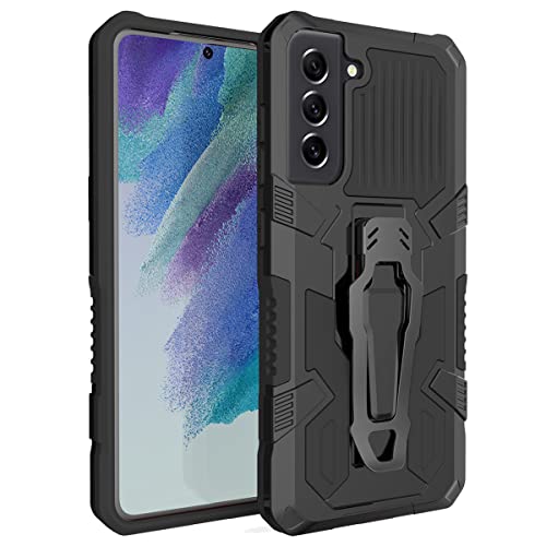 Ysnzaq Hülle für Samsung Galaxy S21 FE (Not S21) mit Gürtelclip, Militärischer Standard Stoßfest Rugged Handyhülle mit Ständer Outdoor Schutzhülle für Samsung Galaxy S21 FE.DJ Black von Ysnzaq