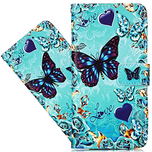 Ysnzaq Hülle für Samsung Galaxy S21 Ultra Case, 3D PU Leder Flip Brieftasche Case [Kartenfach] [Stand] Magnetverschluss stoßfeste Handytasche für Samsung Galaxy S21 Ultra. YBC Love Butterfly von Ysnzaq