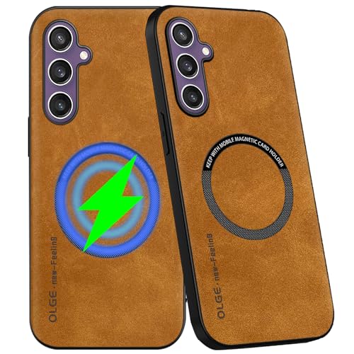 Ysnzaq Hülle für Samsung Galaxy S24, Premium PU Leder TPU Case Ultra Dünn Elegant [Support Magnetische Autohalterung] Stoßfest Handyhülle für Samsung Galaxy S24.OL Brown von Ysnzaq