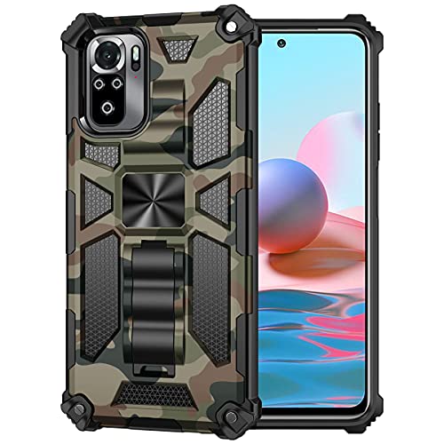 Ysnzaq Hülle für Xiaomi Redmi Note 10 4G,[Military Grade Schutz] Handyhülle Bumper Case 360 Grad Ring Halter Camouflage Kratzfest Schutzhülle Cover für Redmi Note 10 4G / Note 10S YH Army Green. von Ysnzaq