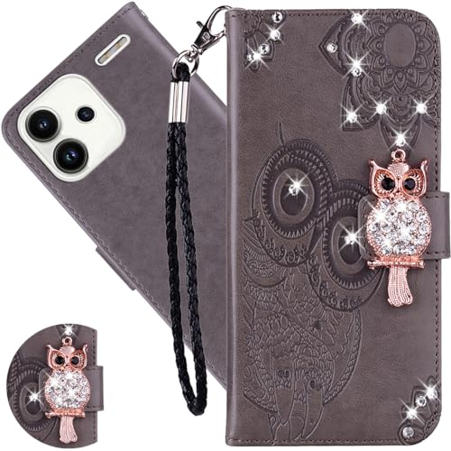 Ysnzaq Hülle für Xiaomi Redmi Note 13 Pro Plus 5G 6.67", Owl Embossed Bling Glitzer PU Leder Brieftasche Klapphülle mit Standfuntion Stoßfeste Handyhülle für Xiaomi Redmi Note 13 Pro+.YK Gray Ysnzaq Hülle für Xiaomi Redmi Note 13 Pro Plus 5G 6.67", Owl Embossed Bling Glitzer PU Leder Brieftasche Klapphülle mit Standfuntion Stoßfeste Handyhülle für Xiaomi Redmi Note 13 Pro+.YK Gray von Ysnzaq