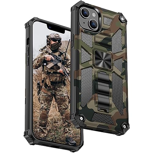 Ysnzaq Hülle für iPhone 15 Pro 6.1", [Military Grade Schutz] Camouflage Armor Outdoor Stoßfest Handyhülle mit Ring Halter Kratzfest Schutzhülle für Apple iPhone 15 Pro. YH Army Green von Ysnzaq