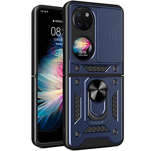 Ysnzaq Kompatibel für Huawei P50 Pocket Hülle Kameraschutz Handyhülle, Military Grade Hard PC Ultra Dünn Stoßfest Kratzfeste mit Ständer Case Cover für Huawei P50 Pocket. SLJ Blue von Ysnzaq
