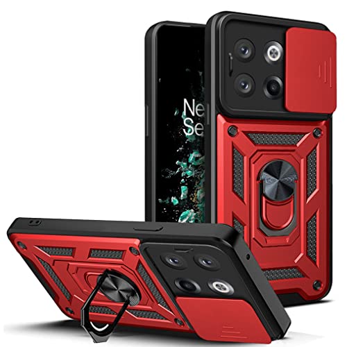 Ysnzaq Kompatibel für OnePlus 10T 5G Hülle Kameraschutz Handyhülle, Militärischer Grade Hard PC Camera Slide Stoßfest Kratzfeste mit Ständer Case für 1+10T / OnePlus 10T 5G. SLJ Red von Ysnzaq