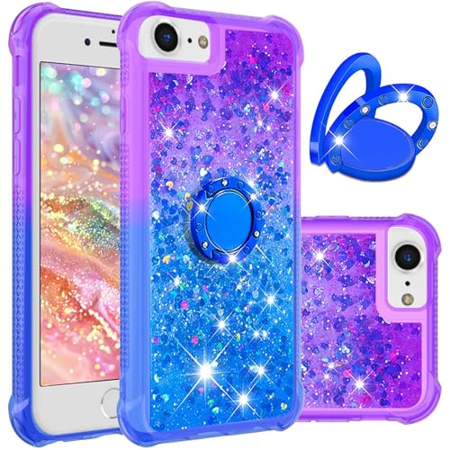 Ysnzaq Liquid Hülle für Apple iPhone 16e, Mädchen Bling Sparkle Glitzern Fließend Quicksand Soft TPU mit Ring Ständer Stoßfest Handyhülle für Apple iPhone 16e. YBJB Purple Blue Ysnzaq Liquid Hülle für Apple iPhone 16e, Mädchen Bling Sparkle Glitzern Fließend Quicksand Soft TPU mit Ring Ständer Stoßfest Handyhülle für Apple iPhone 16e. YBJB Purple Blue von Ysnzaq