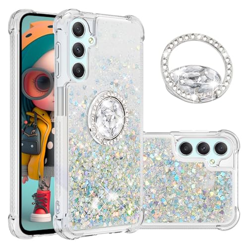 Ysnzaq Liquid Hülle für Samsung Galaxy A55 5G, Flüssigkeit Bling Quicksand Fließende Soft TPU Case mit 360 Grad Ring Ständer Hülle für Samsung Galaxy A55 5G. YBZ Colorful von Ysnzaq