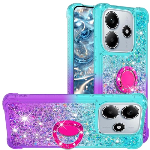Ysnzaq Liquid Hülle für Xiaomi Redmi Note 14 5G (Not 4G), Mädchen Bling Sparkle Glitzern Fließend Quicksand Soft TPU mit Ring Ständer Stoßfest Handyhülle für Xiaomi Redmi Note 14 5G. YBJB Green Purple Ysnzaq Liquid Hülle für Xiaomi Redmi Note 14 5G (Not 4G), Mädchen Bling Sparkle Glitzern Fließend Quicksand Soft TPU mit Ring Ständer Stoßfest Handyhülle für Xiaomi Redmi Note 14 5G. YBJB Green Purple von Ysnzaq