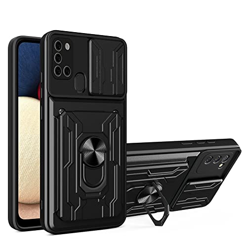 Ysnzaq Schutzhülle für Samsung Galaxy A21S Hülle, Heavy Duty Militärischer Schutz Handyhülle mit [Standfunktion] [Card Holder] Stoßfest Bumper Cover für Samsung Galaxy A21S. SSJ Black von Ysnzaq