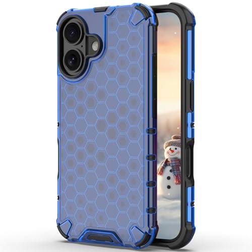 Ysnzaq Wabe Hülle für iPhone 16 6.1", Militär Stoßfeste Protection [Anti-Yellowing] Ultra Dünn Harter PC+Soft TPU Bumper Handyhülle für iPhone 16 / Apple 16.JH Blue von Ysnzaq